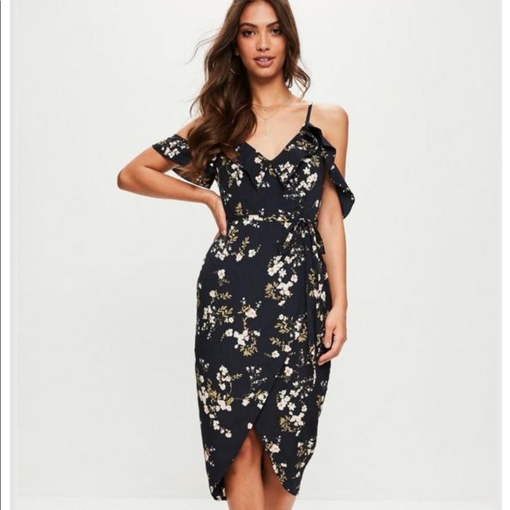 MISSGUIDED Navy Midi Dress / Brand New
